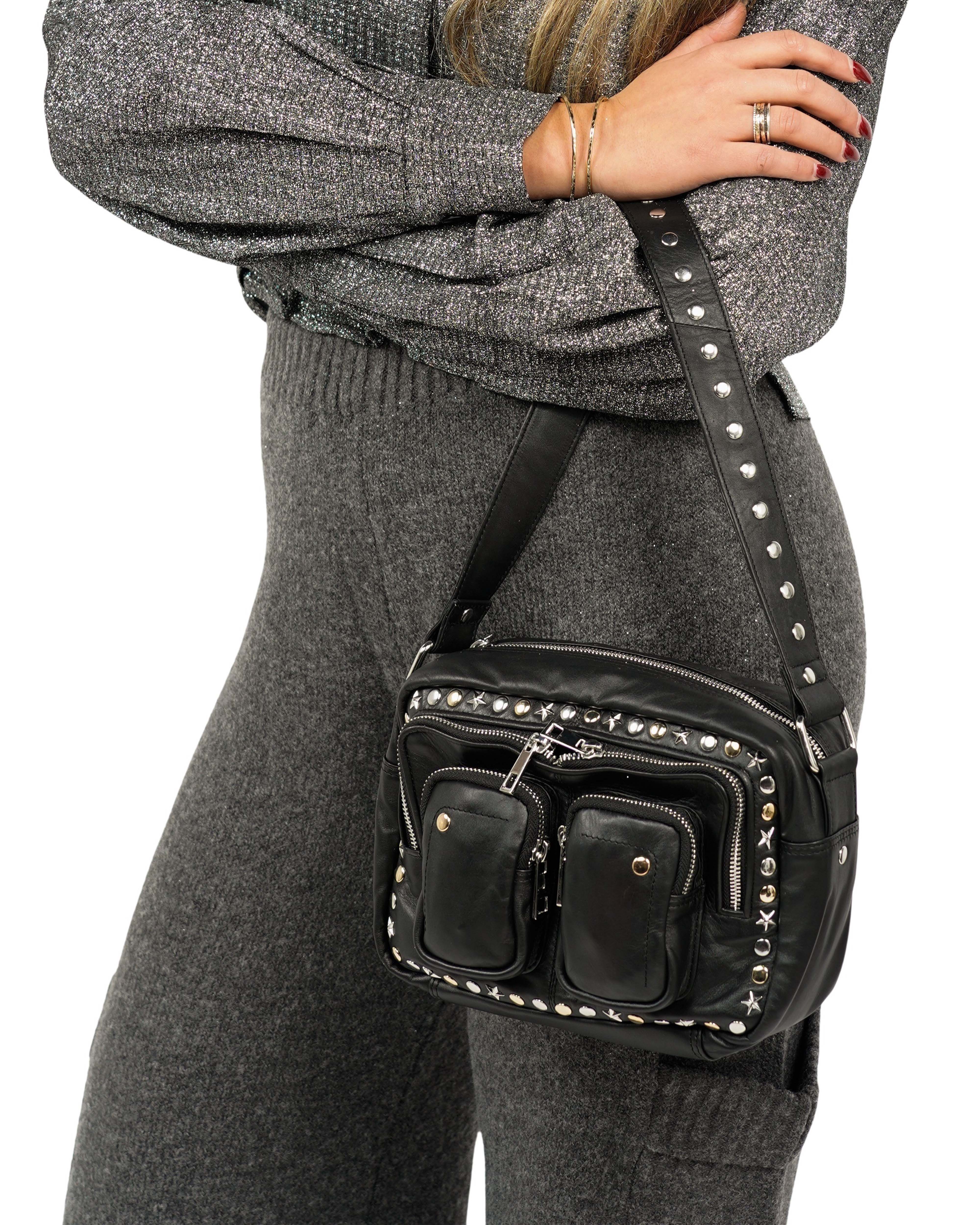 Ellie Studs Silky Black-Schoudertas