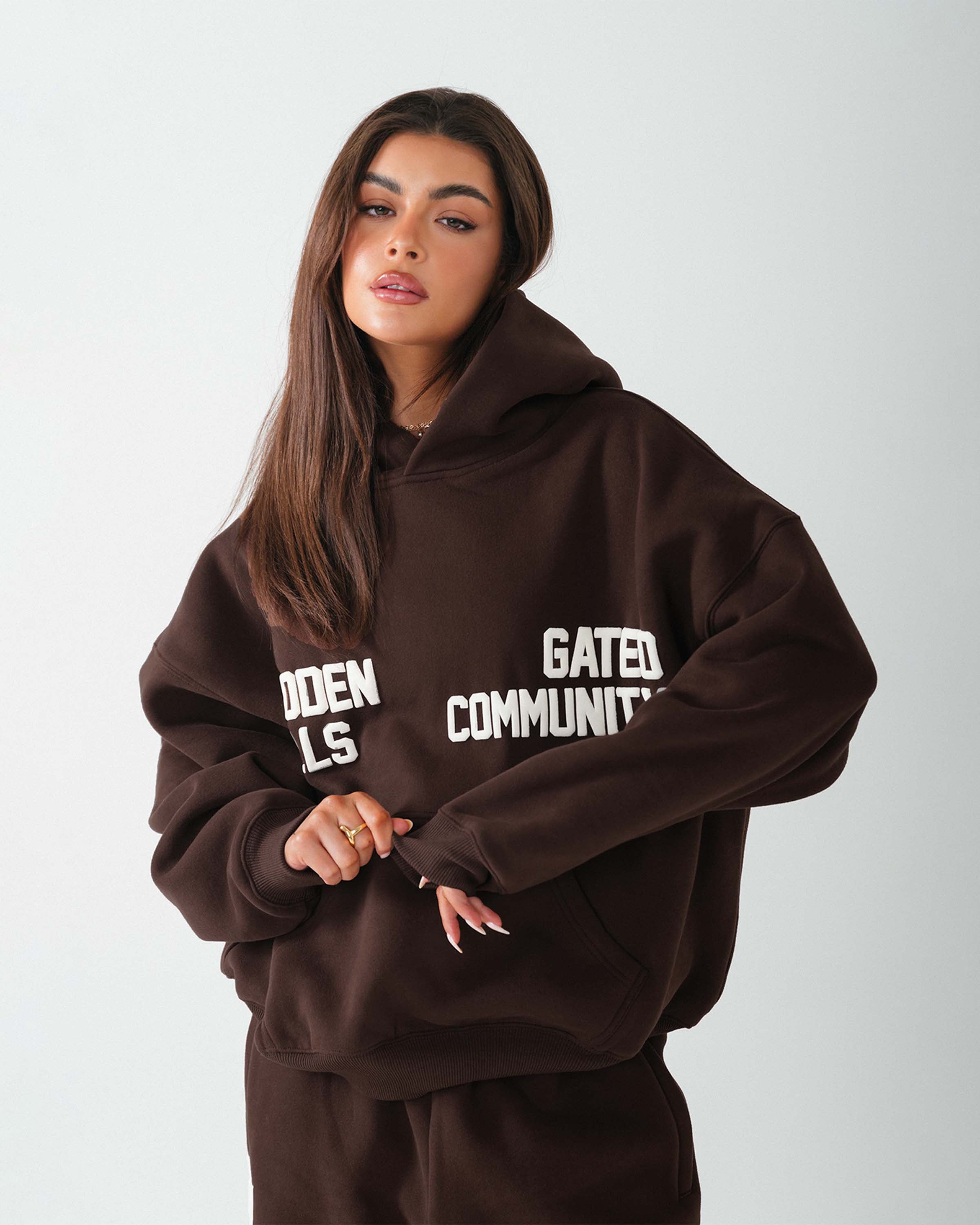 Gated Community Hoodie Brown