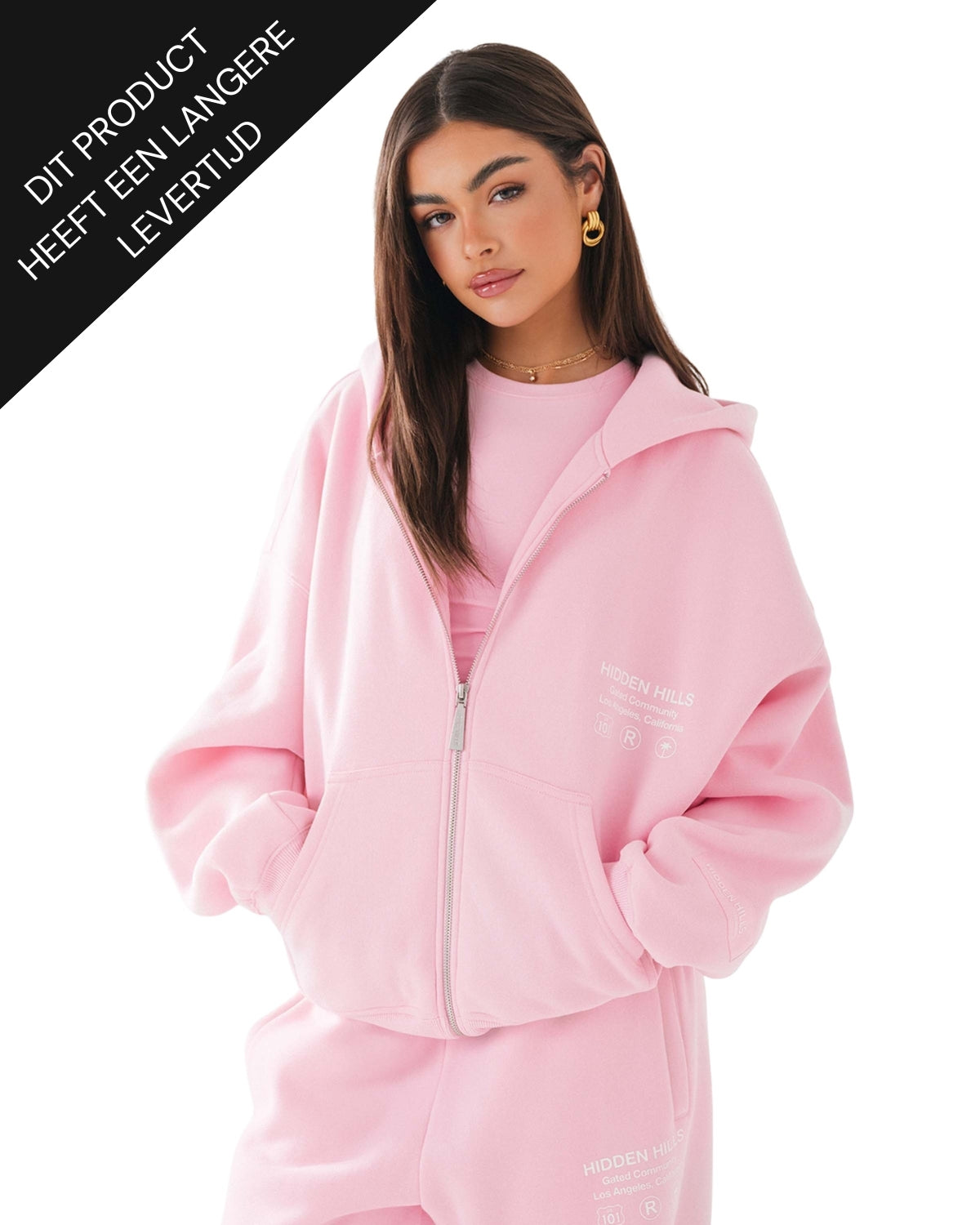 Label Zip Hoodie Light Pink Pre Order