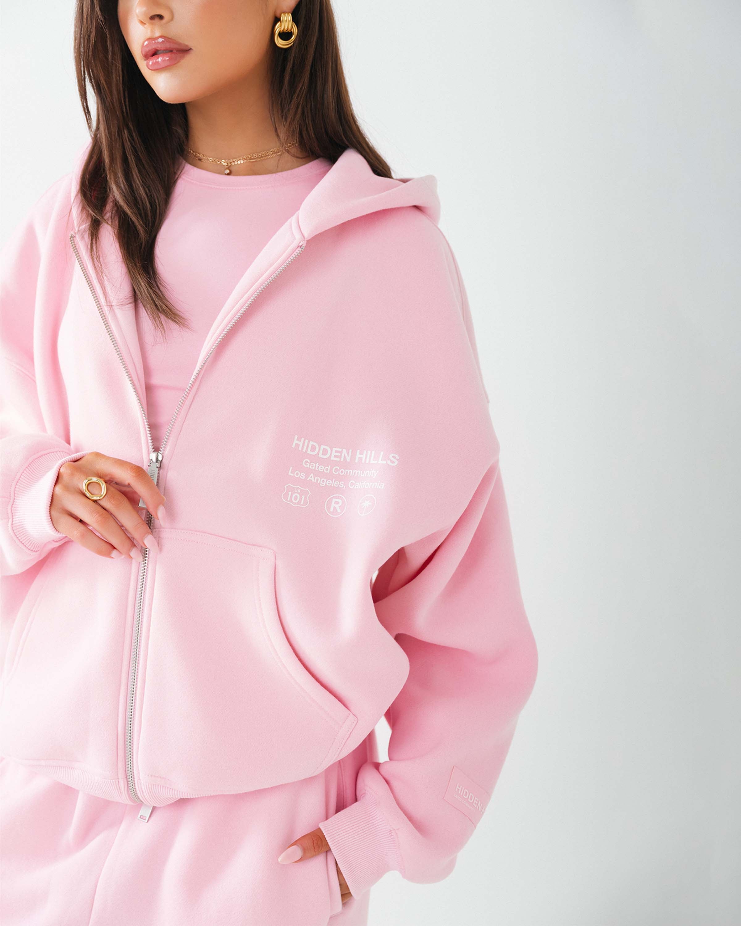 Label Zip Hoodie Light Pink Pre Order