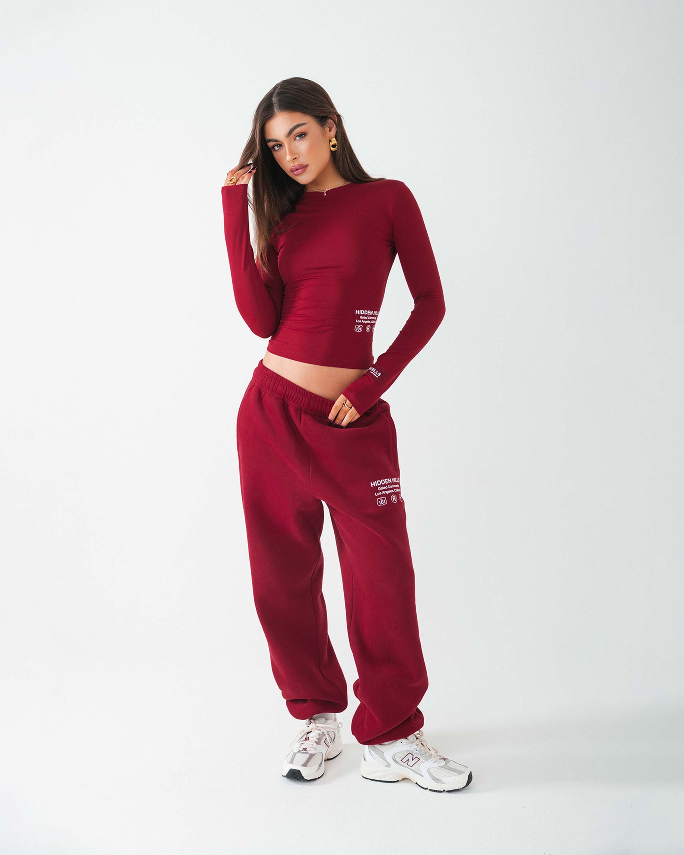 Label Sweatpants Burgundy Pre Order