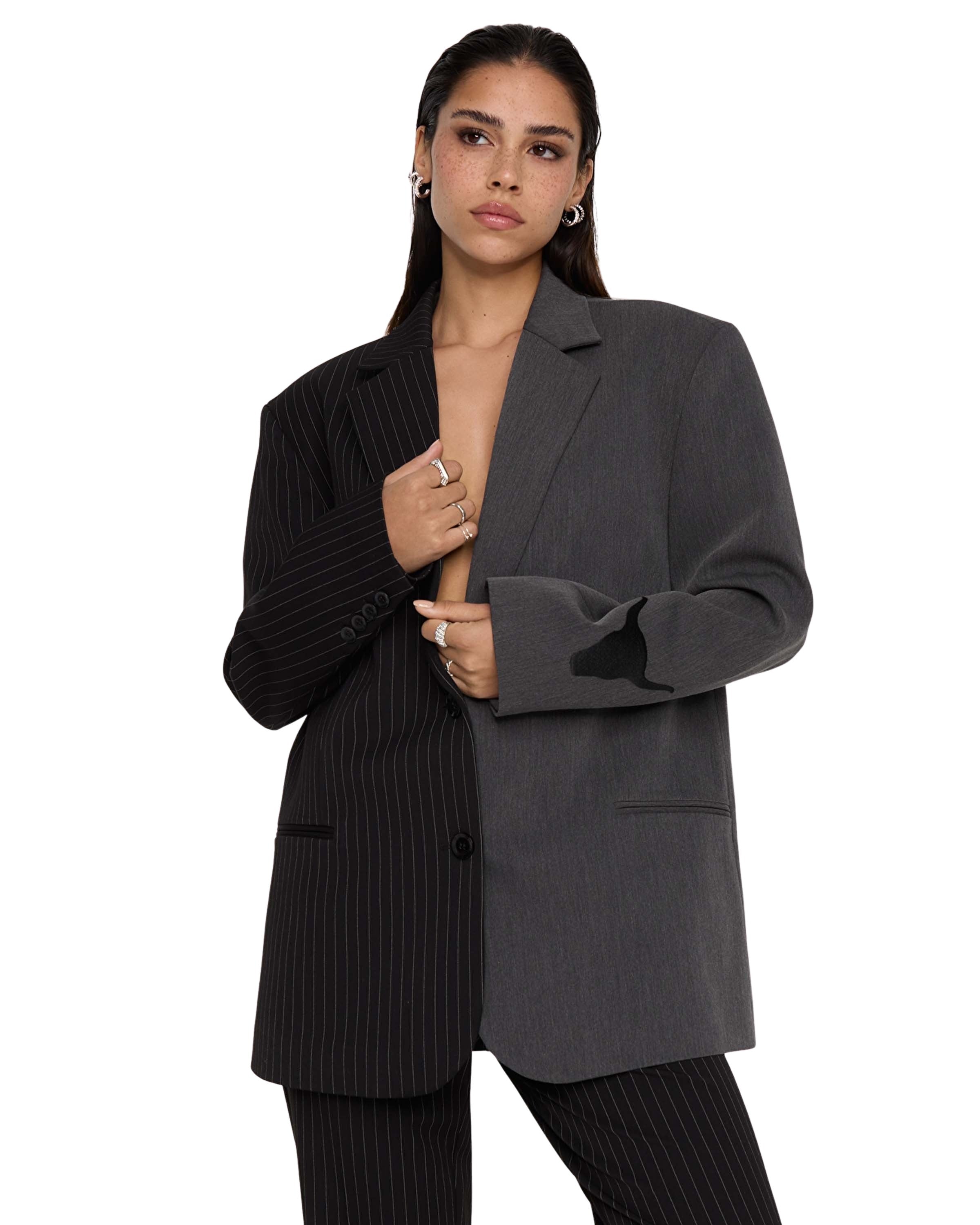 Ladies Woven Mix Suit Blazer