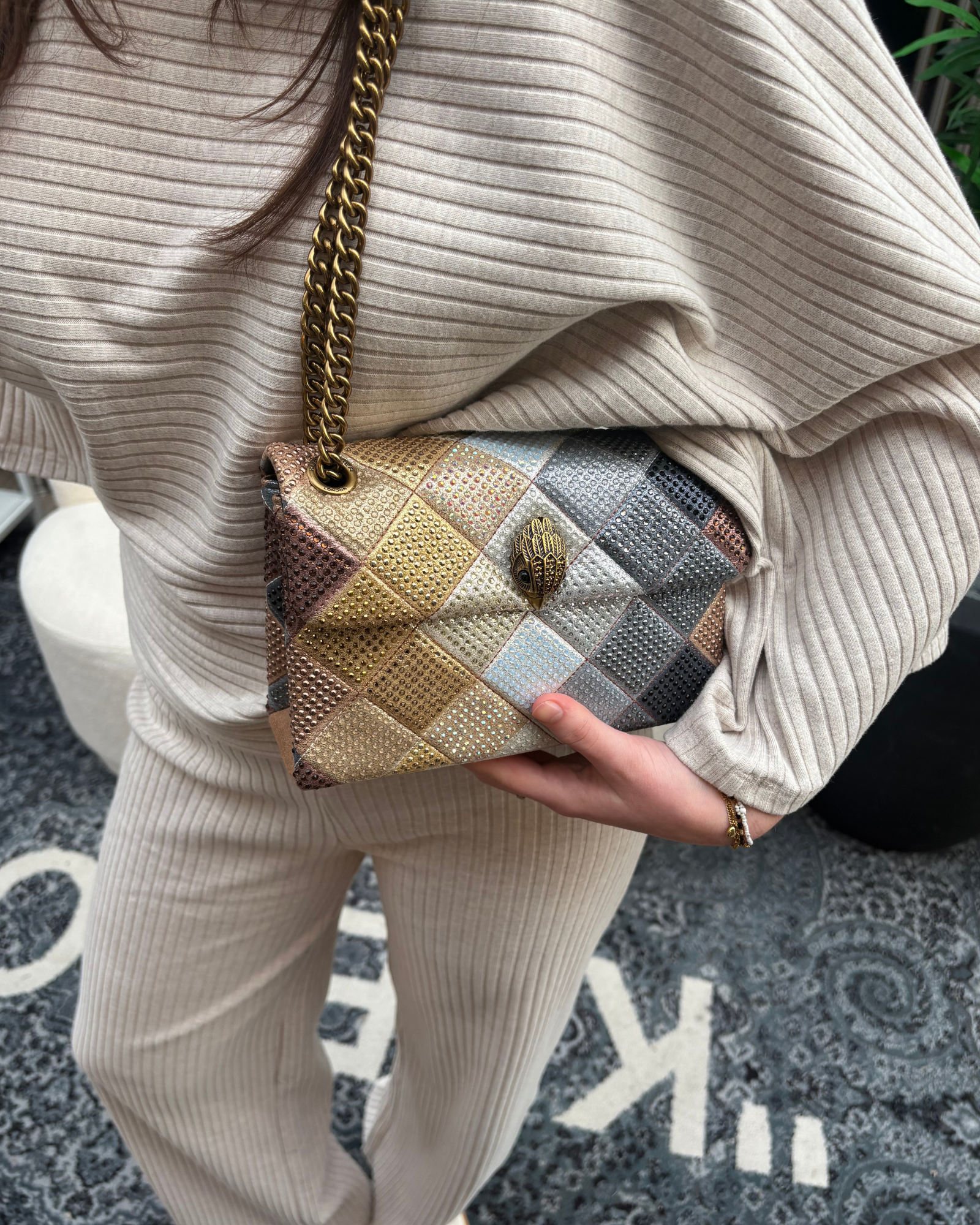 Medium Kensington Fabric Metal Schoudertas