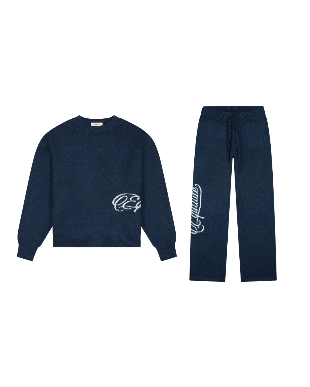Blue Fluffy Knit Sweater Set