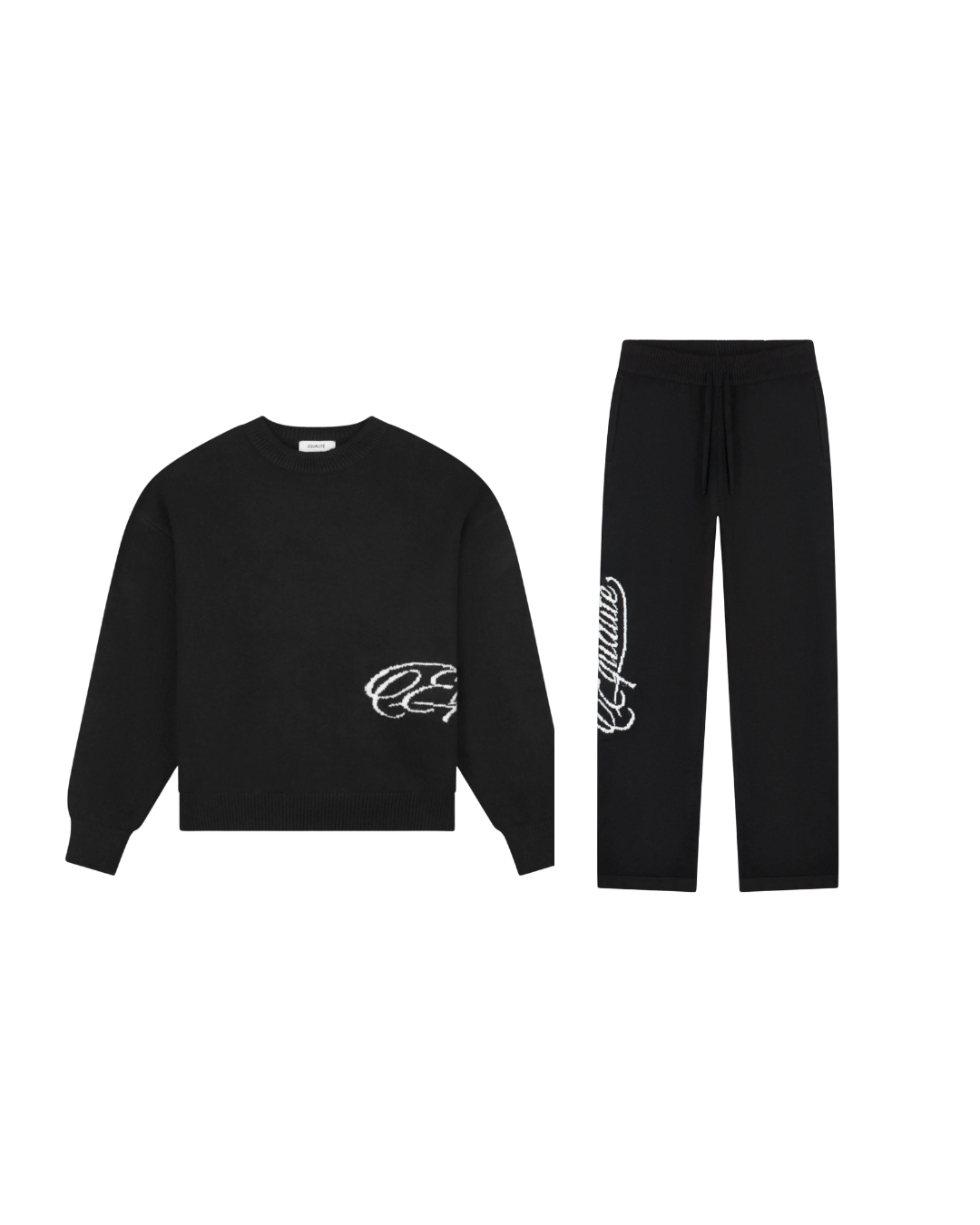 Black Fluffy Knit Sweater Set