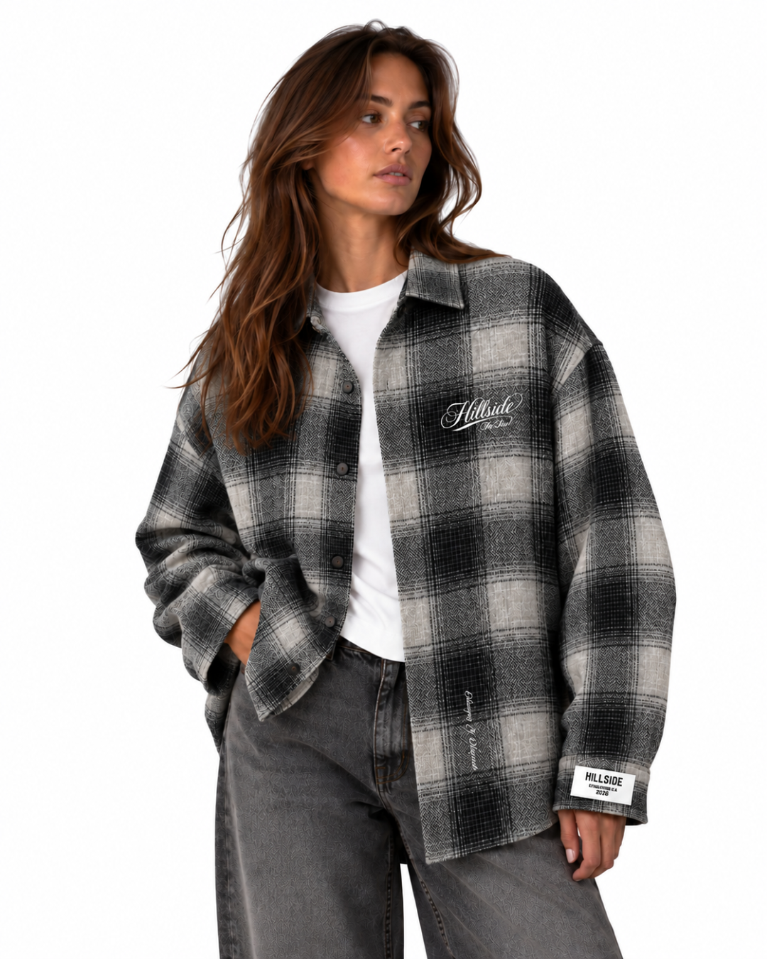 Cursive Check Flannel Blouse Pre Order