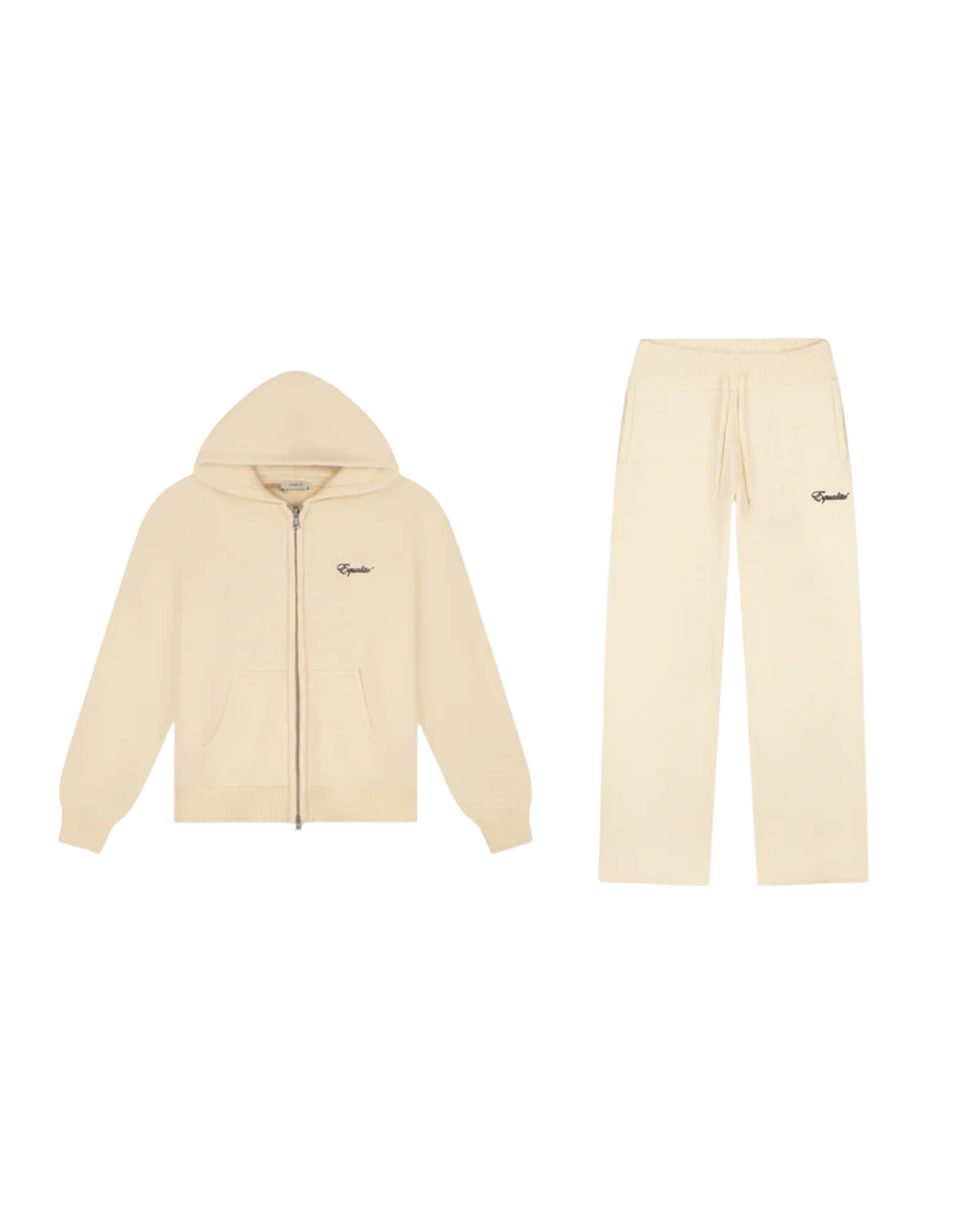 Fluffy Knit Full Zip Set Off-White