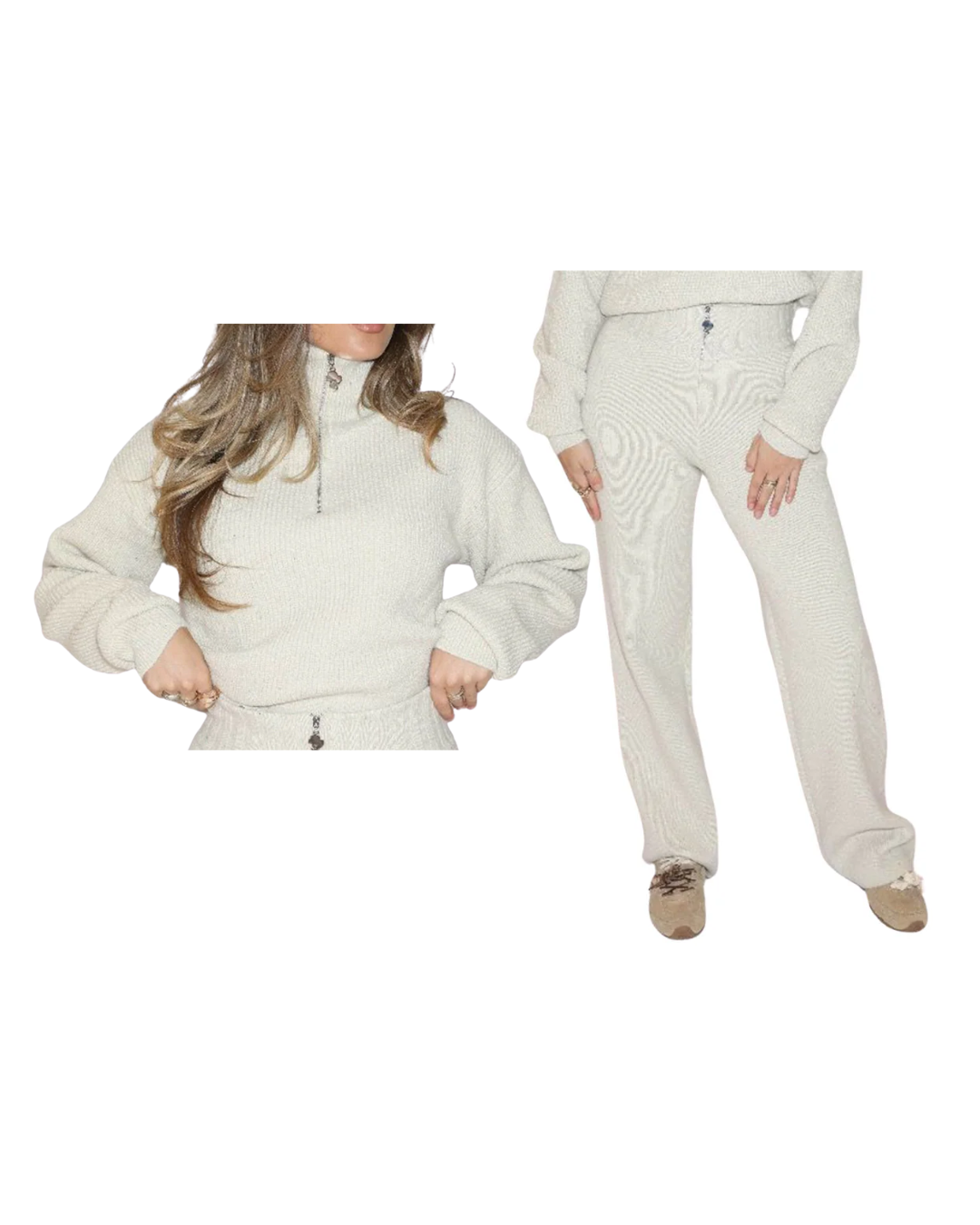 Pia Pully Sequins Set Crème