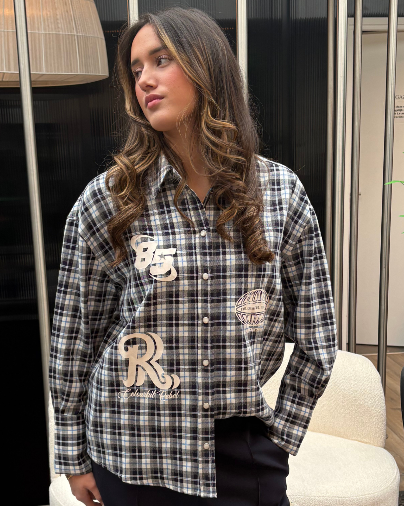 Talia Check Logo Blouse