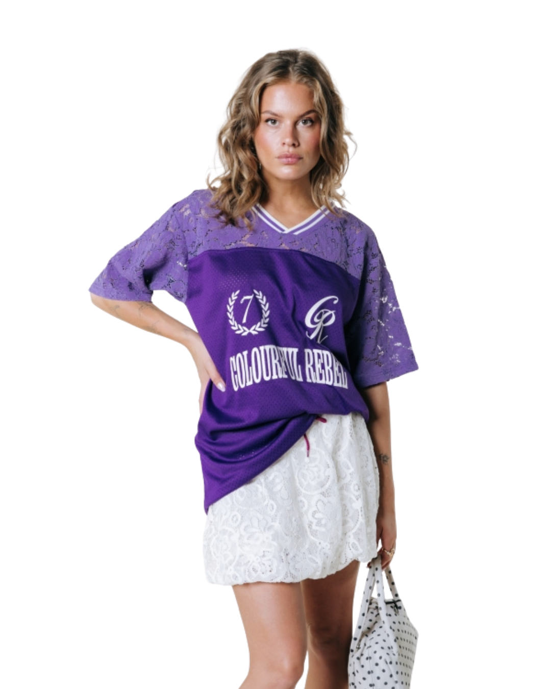 Tayla 37 Lace Mesh Football T-Shirt