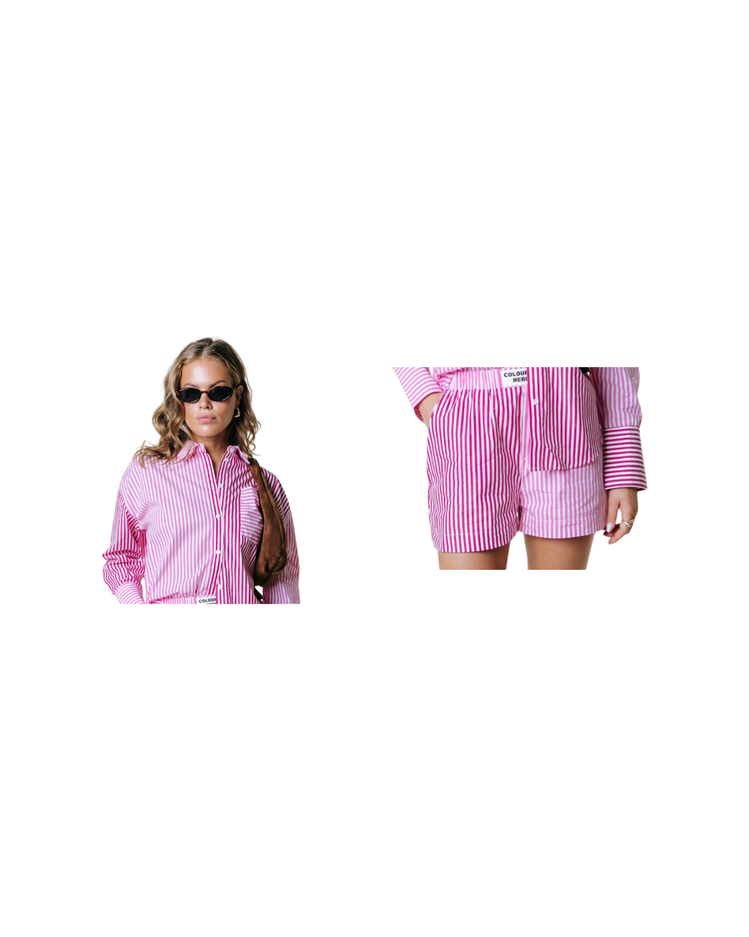 Talia Contrast Stripe Blouse + Lyn Contrast Stripe Korte Broek Set